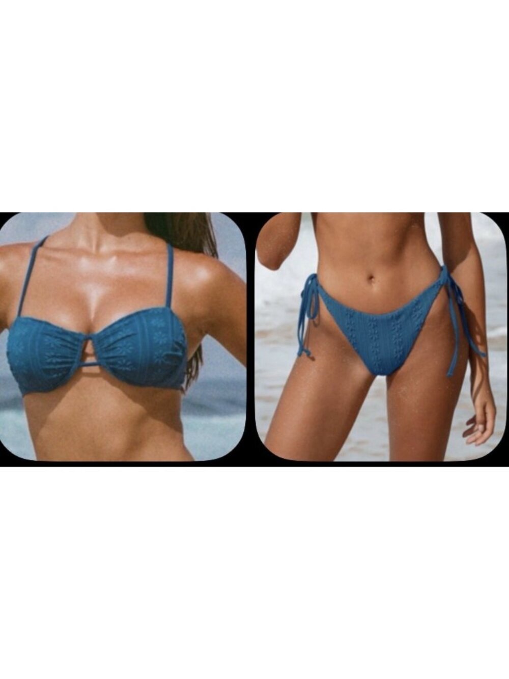 Berlook Two Piece Swimsuit Royal Blue Strappy Tie String Bikini Size L Large NEW